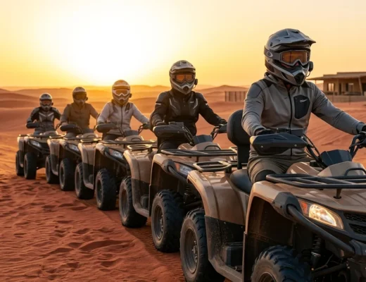 Quad-Fahrer bei Sonnenuntergang in der W&uuml;ste von Hurghada