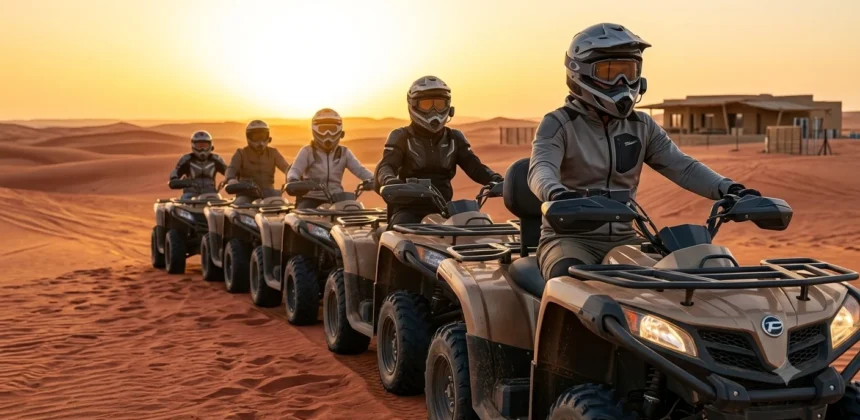 Quad-Fahrer bei Sonnenuntergang in der W&uuml;ste von Hurghada